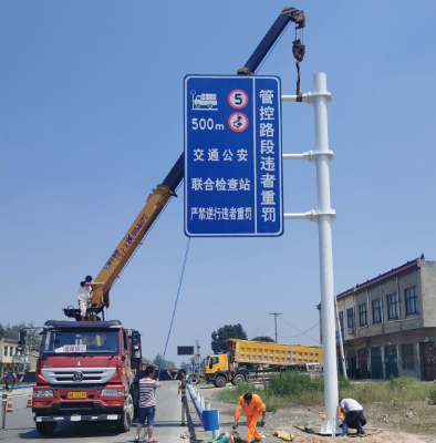 潜江双悬臂标志杆、交通标志杆制作、门架立柱加工厂家